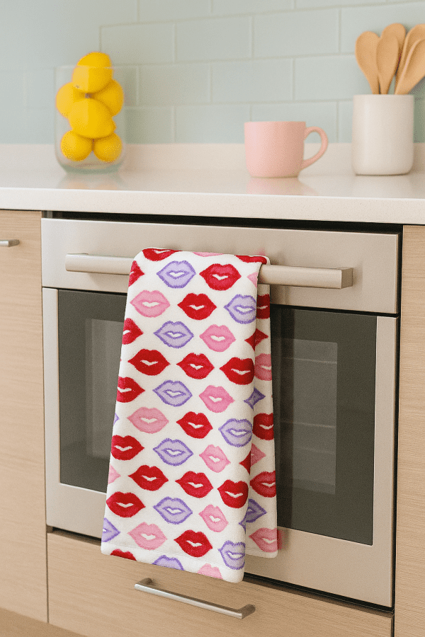 Close-up of soft kitchen towel texture and patterns