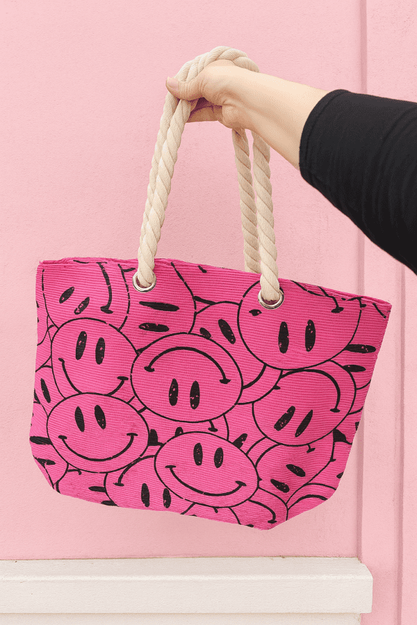 Smiley Rope Handle Tote Bag