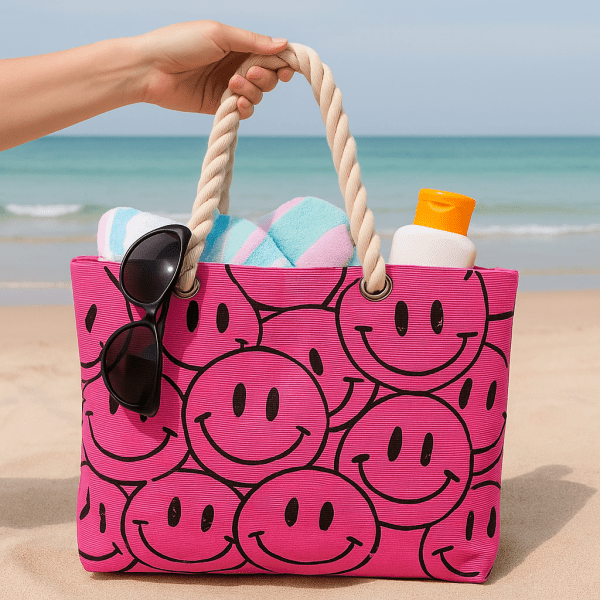Smiley Rope Handle Tote Bag - Image 2