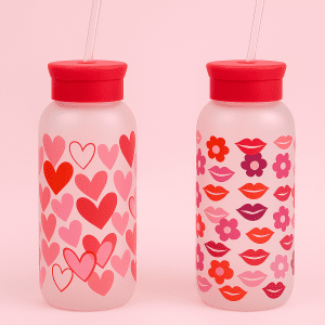Cute Hearts & Kisses Water Bottle pastel pink aesthetic