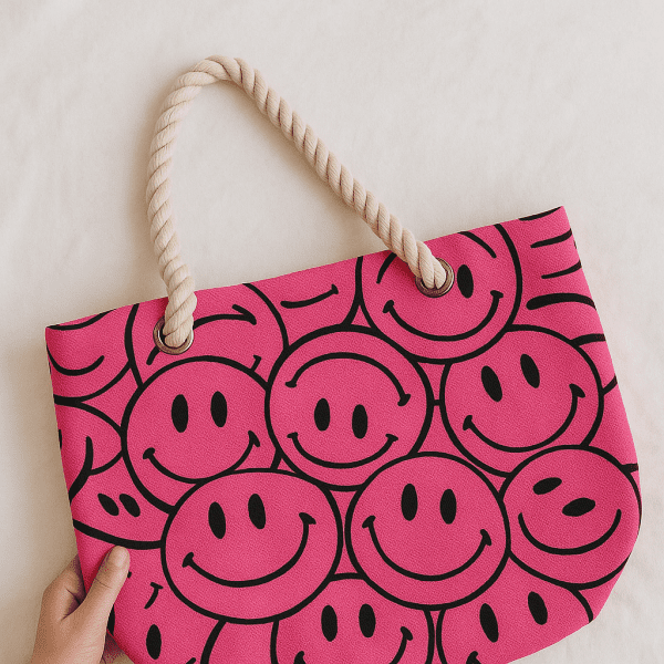 Smiley Rope Handle Tote Bag - Image 4