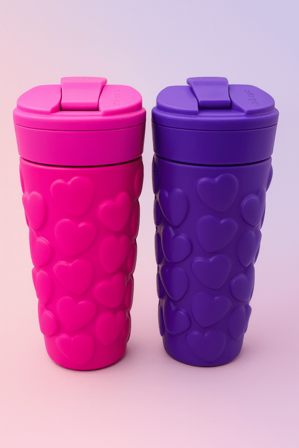 Stylish Love & Sip Tumbler gift idea with heart texture