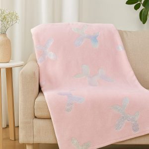 Cozy Pup Blanket – Cute pink plush blanket with balloon dog design.