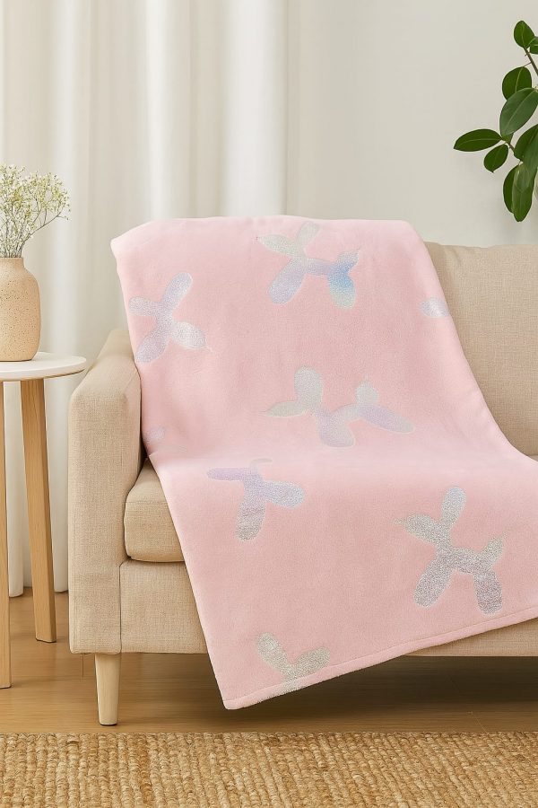 Cozy Pup Blanket – Cute pink plush blanket with balloon dog design.